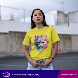 Nome do produto Camiseta Gato Aquarelado – Estilo com Atitude