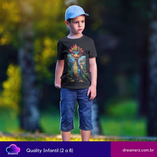 Nome do produto Camiseta Dino Colorido – Direto da selva pro seu guarda-roupa!
