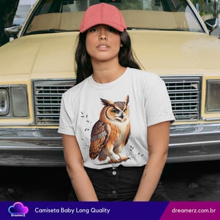 Camiseta Feminina Coruja Mística – Sabedoria com Estilo Autêntico