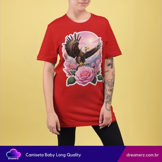 Nome do produto Camiseta Feminina Águia & Rosa – Liberdade com Delicadeza