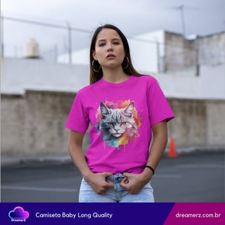 Nome do produto Camiseta Gato Aquarelado – Estilo com Atitude