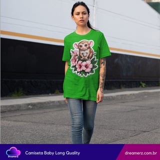 Nome do produto Camiseta Feminina Primatinha Exótica – Fofura Selvagem com Toque Floral