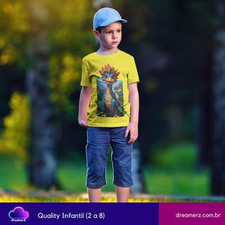 Nome do produto Camiseta Dino Colorido – Direto da selva pro seu guarda-roupa!