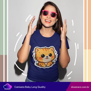 Nome do produto Camiseta Feminina Gatinho Kawaii – Conquiste Corações com Essa Fofura!