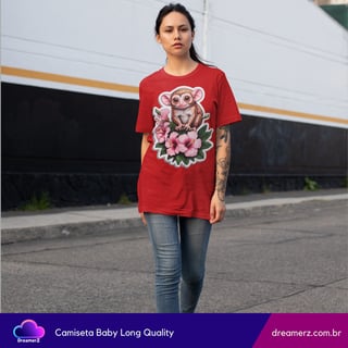 Nome do produto Camiseta Feminina Primatinha Exótica – Fofura Selvagem com Toque Floral