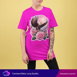 Nome do produto Camiseta Feminina Águia & Rosa – Liberdade com Delicadeza