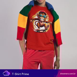 Nome do produto Camiseta Sk8 Monkey – Liberdade em Duas Rodas e Quatro Patas
