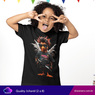 Nome do produto Camiseta Frango Rockeiro – O Estilo Que Quebra os Ovos!