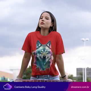 Nome do produto Camiseta Lobo Aquarela – Força, Liberdade e Estilo