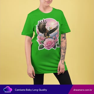 Nome do produto Camiseta Feminina Águia & Rosa – Liberdade com Delicadeza