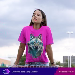 Nome do produto Camiseta Lobo Aquarela – Força, Liberdade e Estilo