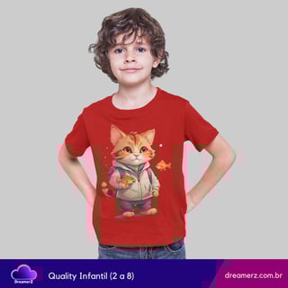 Nome do produto Camiseta Gato Pescador – Aventuras Felinas e Peixinhos Mágicos