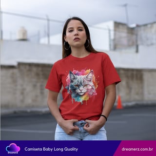Nome do produto Camiseta Gato Aquarelado – Estilo com Atitude