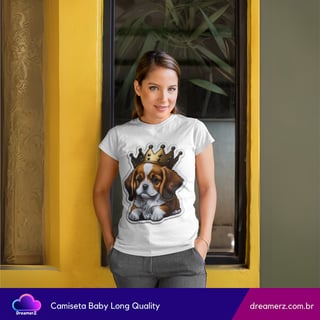 Nome do produto Camiseta Feminina Doguinho Real – Fofo, Fiel e Cheio de Estilo!