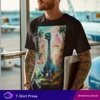 Nome do produto Camiseta Dino Jungle – Estilo Pré-Histórico com Pegada Moderna