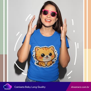 Nome do produto Camiseta Feminina Gatinho Kawaii – Conquiste Corações com Essa Fofura!