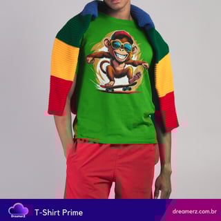Nome do produto Camiseta Sk8 Monkey – Liberdade em Duas Rodas e Quatro Patas