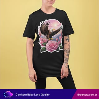 Nome do produto Camiseta Feminina Águia & Rosa – Liberdade com Delicadeza