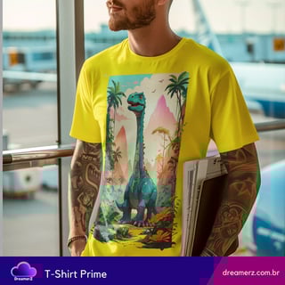 Nome do produto Camiseta Dino Jungle – Estilo Pré-Histórico com Pegada Moderna