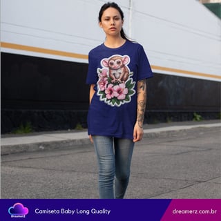Nome do produto Camiseta Feminina Primatinha Exótica – Fofura Selvagem com Toque Floral