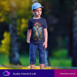 Nome do produto Camiseta Dino Colorido – Direto da selva pro seu guarda-roupa!