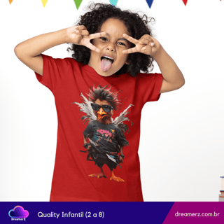 Nome do produto Camiseta Frango Rockeiro – O Estilo Que Quebra os Ovos!