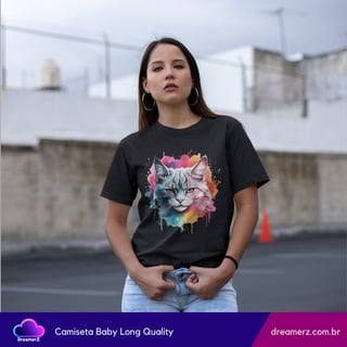 Nome do produto Camiseta Gato Aquarelado – Estilo com Atitude