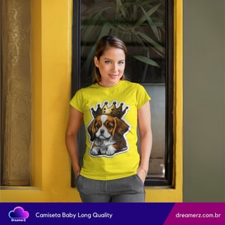 Nome do produto Camiseta Feminina Doguinho Real – Fofo, Fiel e Cheio de Estilo!