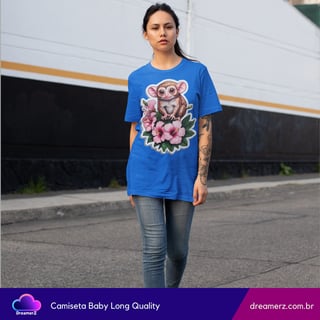 Nome do produto Camiseta Feminina Primatinha Exótica – Fofura Selvagem com Toque Floral