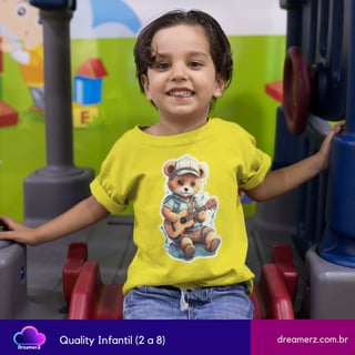 Nome do produto Camiseta Ursinho Músico – Harmonia em Cada Detalhe