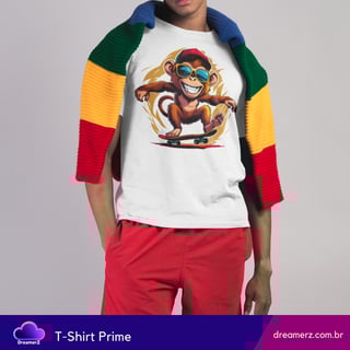 Nome do produto Camiseta Sk8 Monkey – Liberdade em Duas Rodas e Quatro Patas