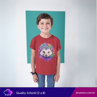 Nome do produto  Camiseta: Ouriço das Cores – Arte em Forma de Fofura!