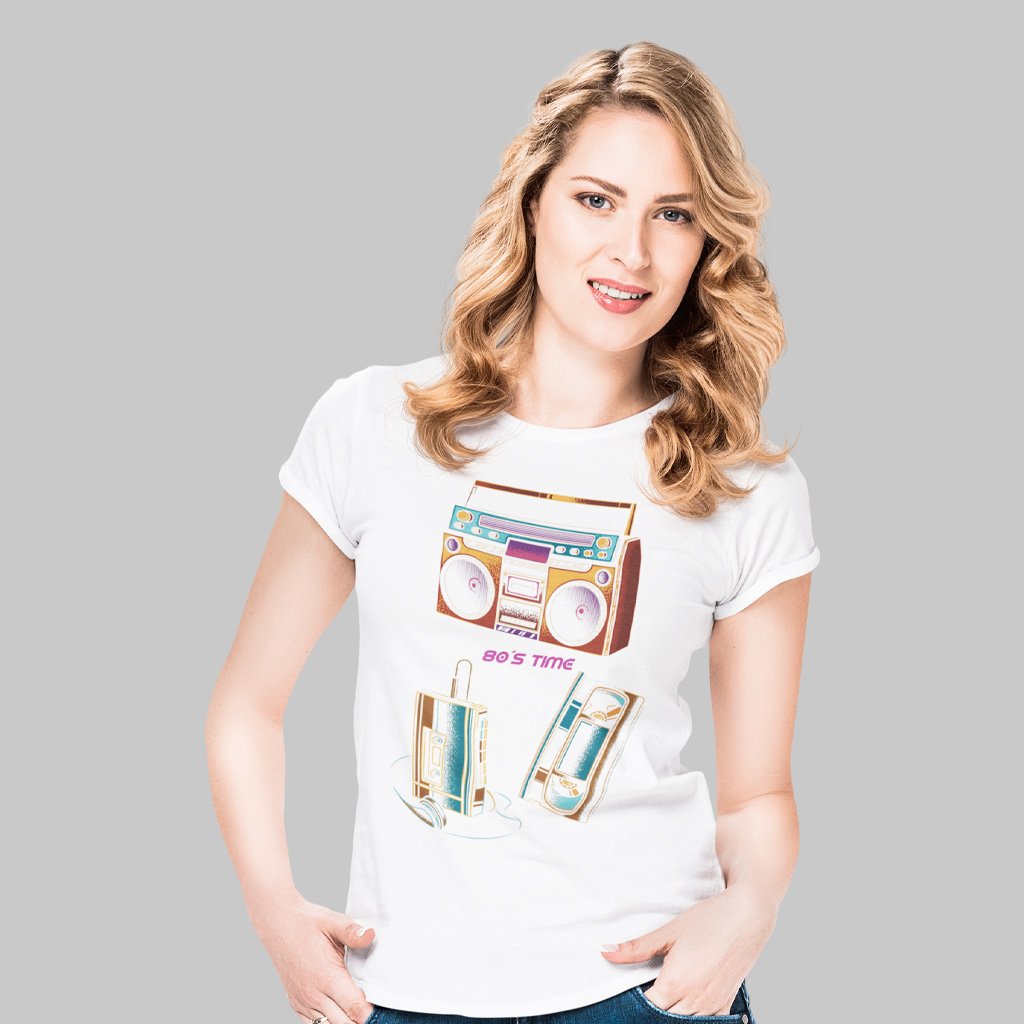Nome do produto: Camiseta Feminina 80’s Time | Quem gravava do rádio sabe