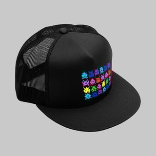 Nome do produto Boné Americano com Tela Space Invaders Color | 1 crédito, play!