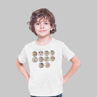 Nome do produto Camiseta Infantil Tampinhas Retrô 80’s | Mini Colecionador de Memórias