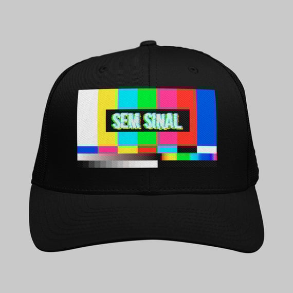 Boné Trucker TV Sem Sinal | glitch nostálgico