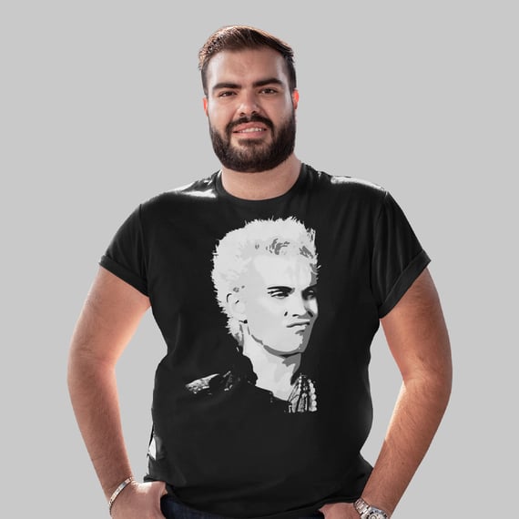 Camiseta Unissex Plus Size Billy Idol em Negativo | Atitude e estilo sem limites