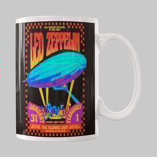 Caneca Led Zeppelin Fillmore East 1969 | Psicodelia em cada detalhe