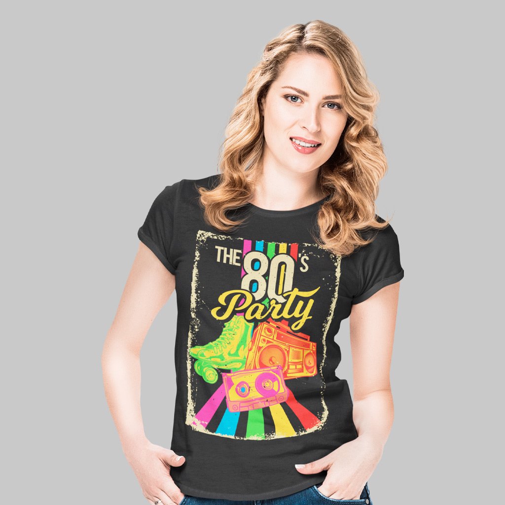 Nome do produto: Camiseta Feminina The 80s Party | O brilho da festa anos 80