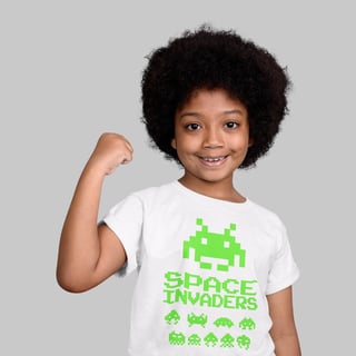 Nome do produto Camiseta Infantil Space Invaders | Mini Gamer, Grande Estilo!