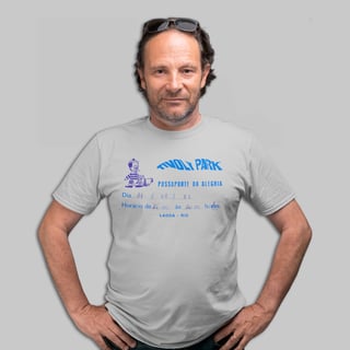 Nome do produto Camiseta Unissex Passaporte da Alegria Tivoli Park 1983 | Reviva a Lagoa
