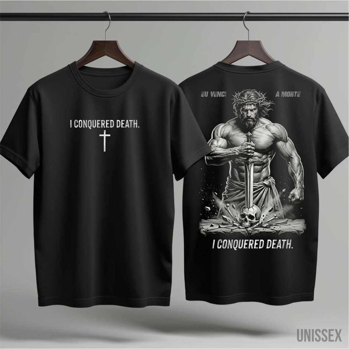 Nome do produto: Camiseta I Conquered Death: A Vitória Suprema