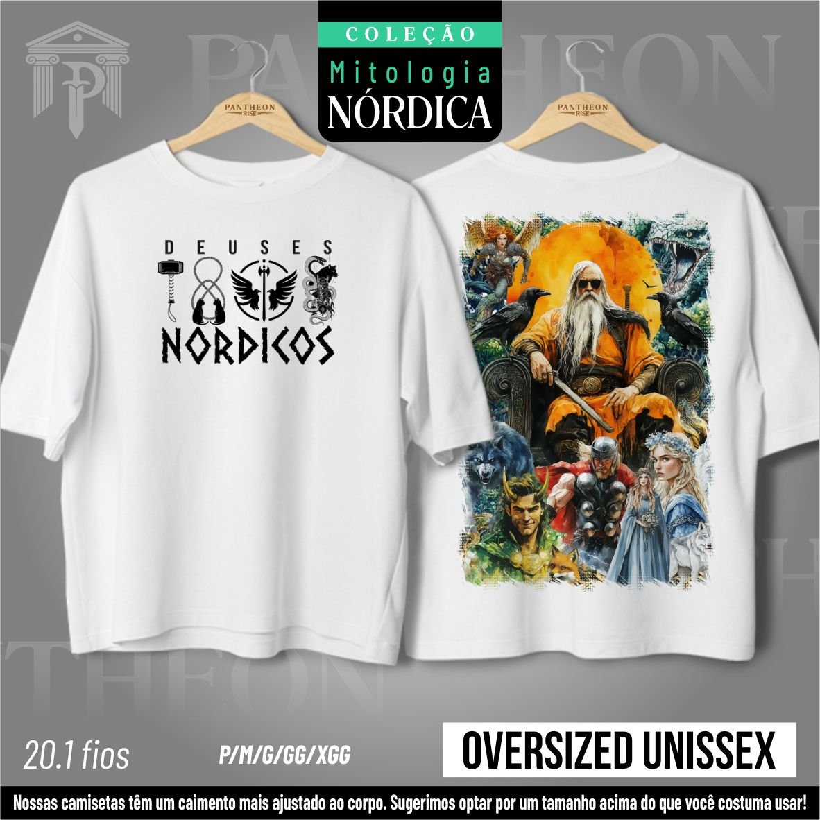 Nome do produto: Oversized Unissex Frente e Costas - Deuses Nórdicos (Mitologia Nórdica)