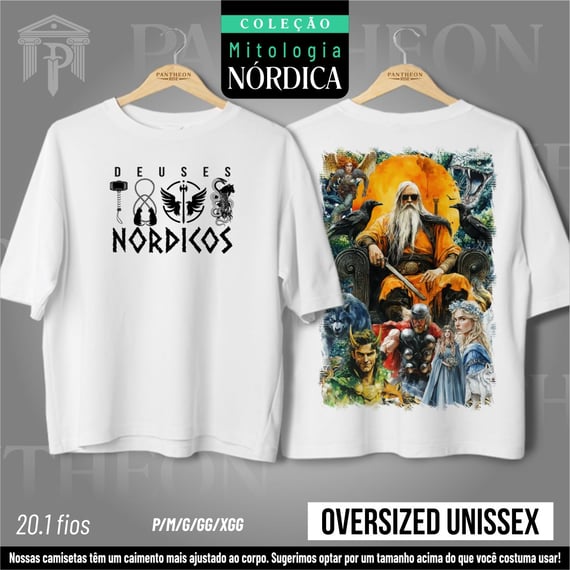 Oversized Unissex Frente e Costas - Deuses Nórdicos (Mitologia Nórdica)