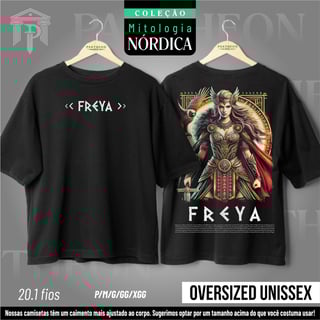 Oversized Unissex Frente e Costas - Deusa Freya (Mitologia Nórdica)