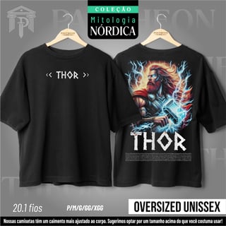 Oversized Unissex Frente e Costas - Deus Thor (Mitologia Nórdica)