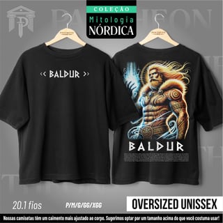 Oversized Unissex Frente e Costas - Deus Baldur (Mitologia Nórdica)
