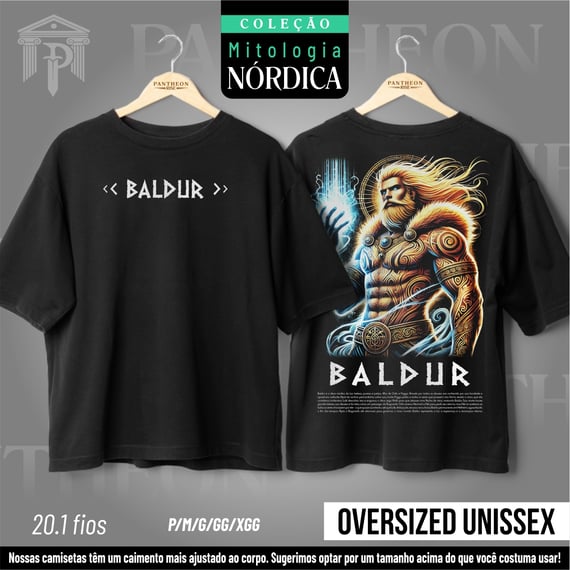 Oversized Unissex Frente e Costas - Deus Baldur (Mitologia Nórdica)