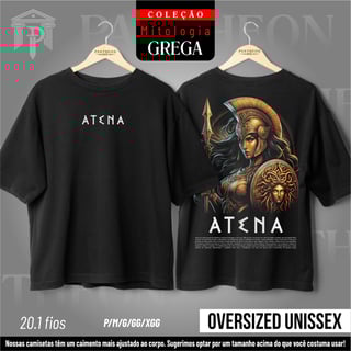 Oversized Unissex Frente e Costas - Deusa Atena (Mitologia Grega)
