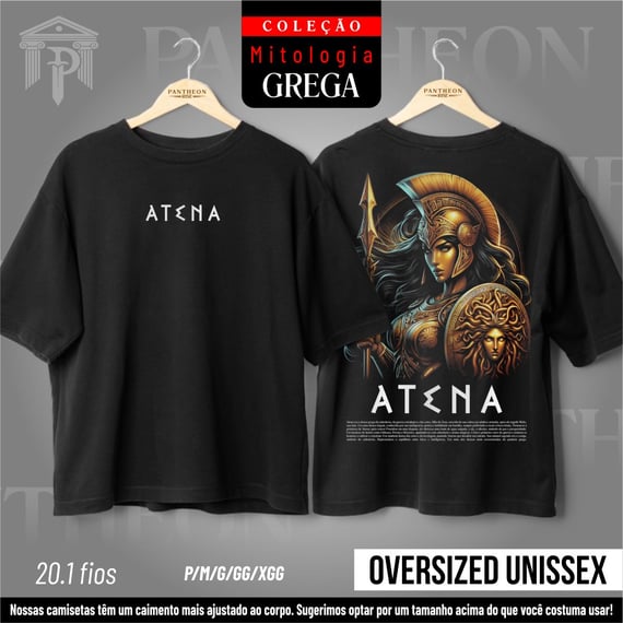 Oversized Unissex Frente e Costas - Deusa Atena (Mitologia Grega)